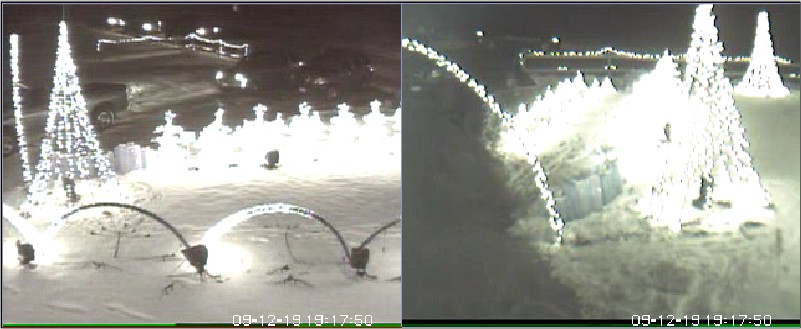 Traffic as recorded by two of the many security cameras onsite.